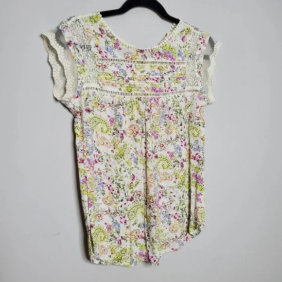 ANTHROPOLOGIE • White Meadow Rue Nellore Floral Lace Blouse Sz XS - Picture 3 of 7